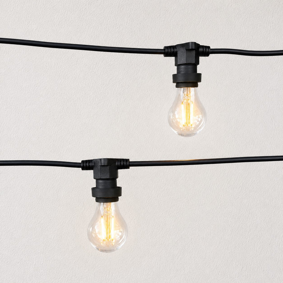 A60 Clear Bulb Festoon Lights | 10m 10 Bulbs | Flat Flush Mount