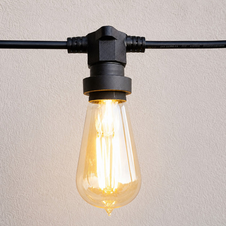 ST58 Amber Bulb | 10m 10 Bulbs | Flat Flush Mount Dimmable Festoon Lights