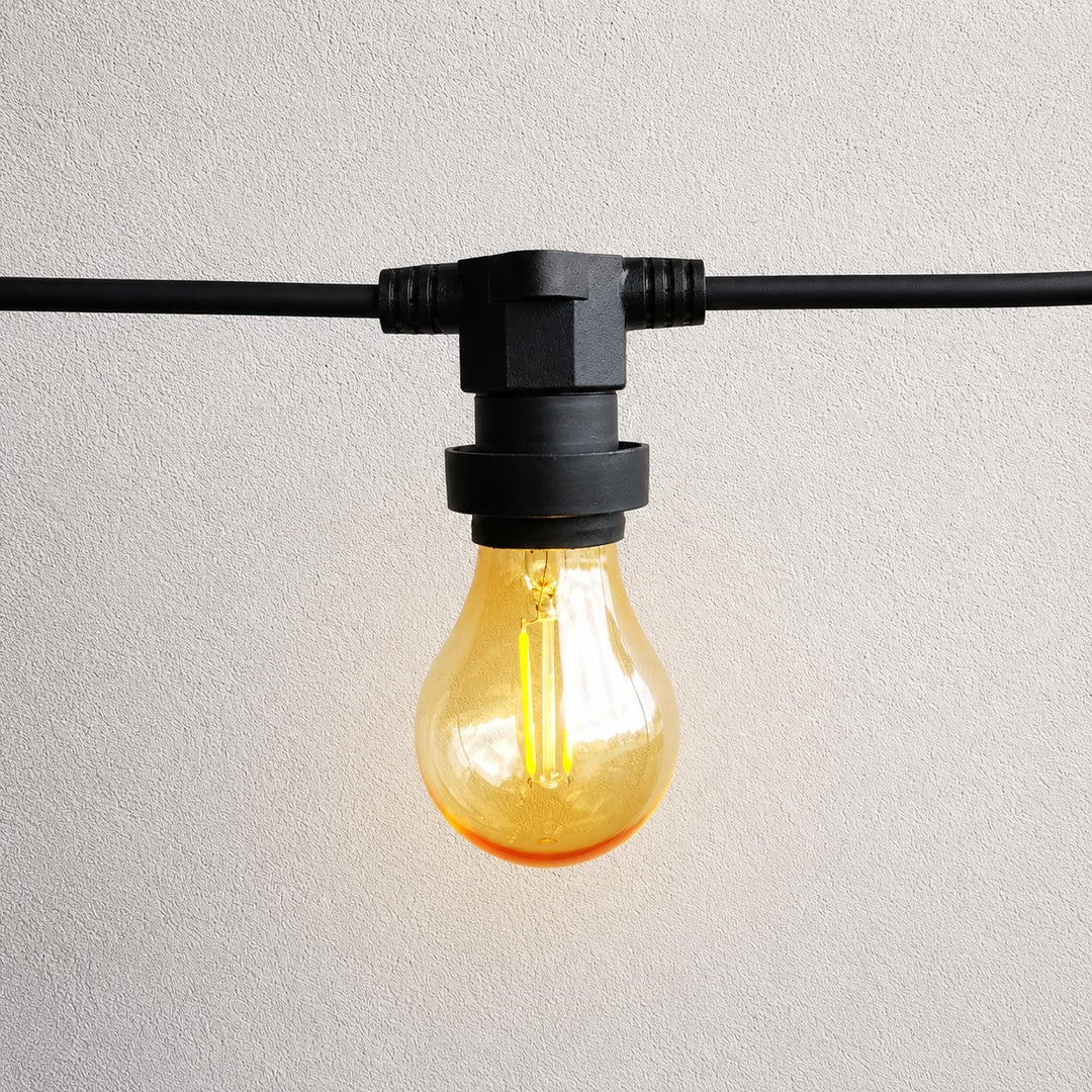 Festoon Lights | A60 Amber Bulb  | 10m 10 Bulbs | Flat Flush Mount | Connectable