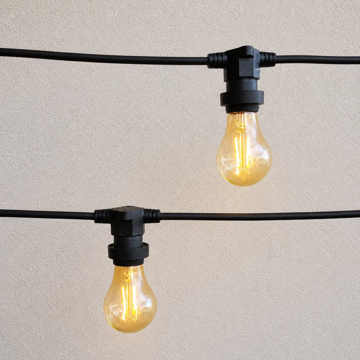 Festoon Lights | A60 Amber Bulb  | 10m 10 Bulbs | Flat Flush Mount | Connectable