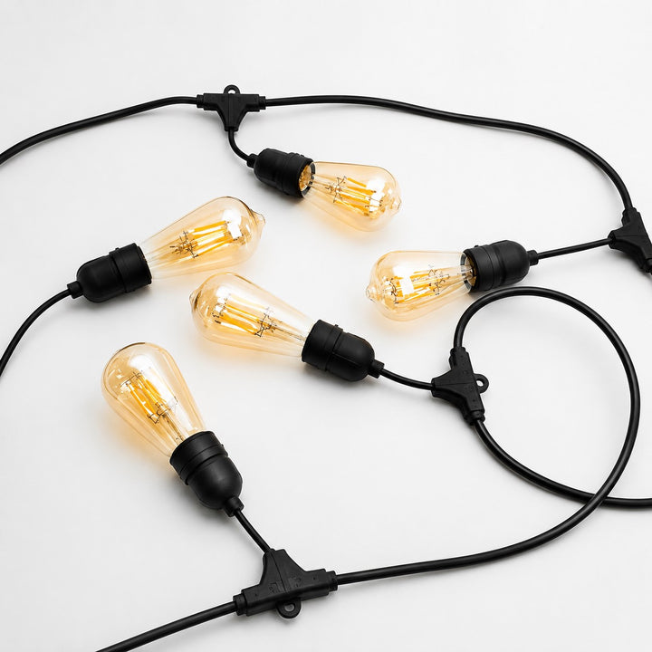 Festoon Lights | ST58 Amber Bulb | 10m 10 Bulbs | Drop Hang | Connectable