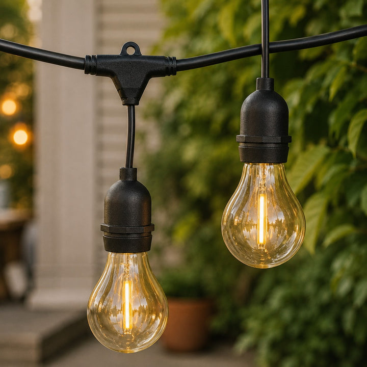 Festoon Lights | A60 Amber Bulb | 10m 10 Bulbs | Drop Hang | Connectable