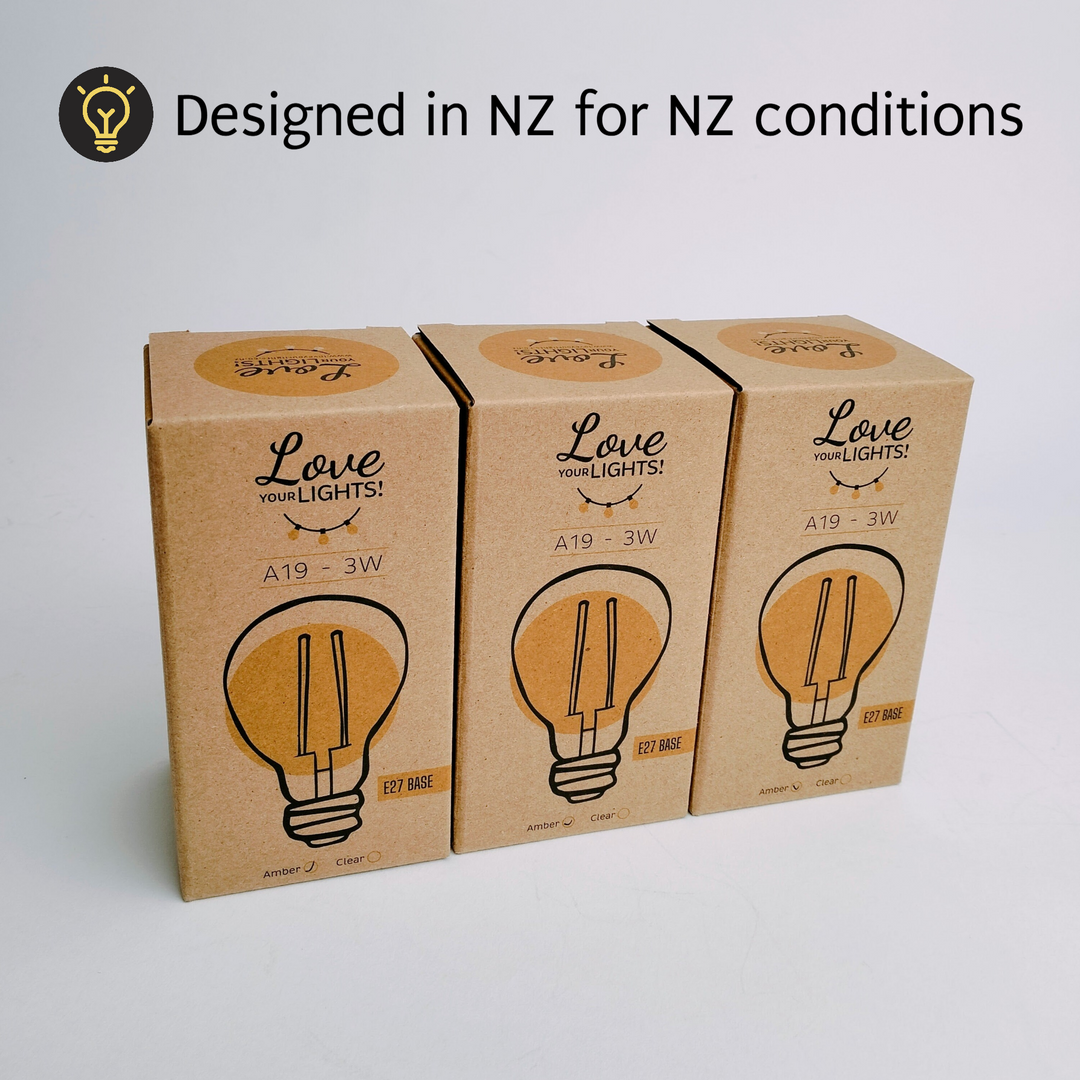 Drop Hang Festoon Lights | A19 Amber Bulbs | Connectable & Dimmable