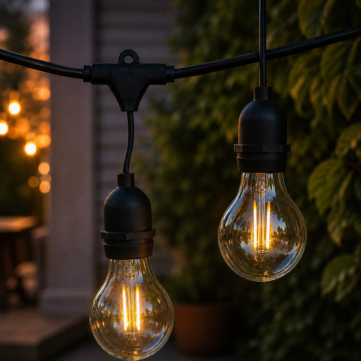 Festoon Lights | A60 Clear Bulb | 5m 10 Bulbs | Drop Hang | Connectable