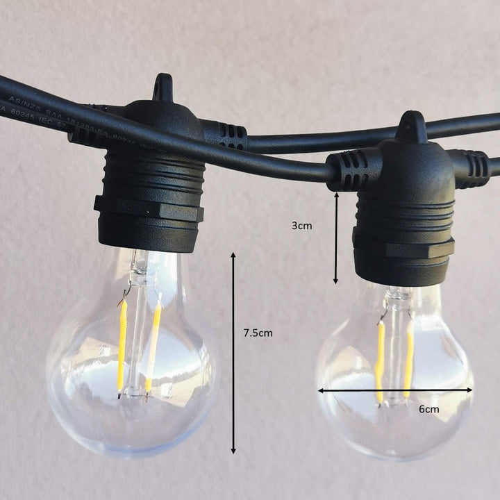 A60 Clear Bulb | 5m 10 Bulbs | Flush Mount Dimmable Festoon Lights