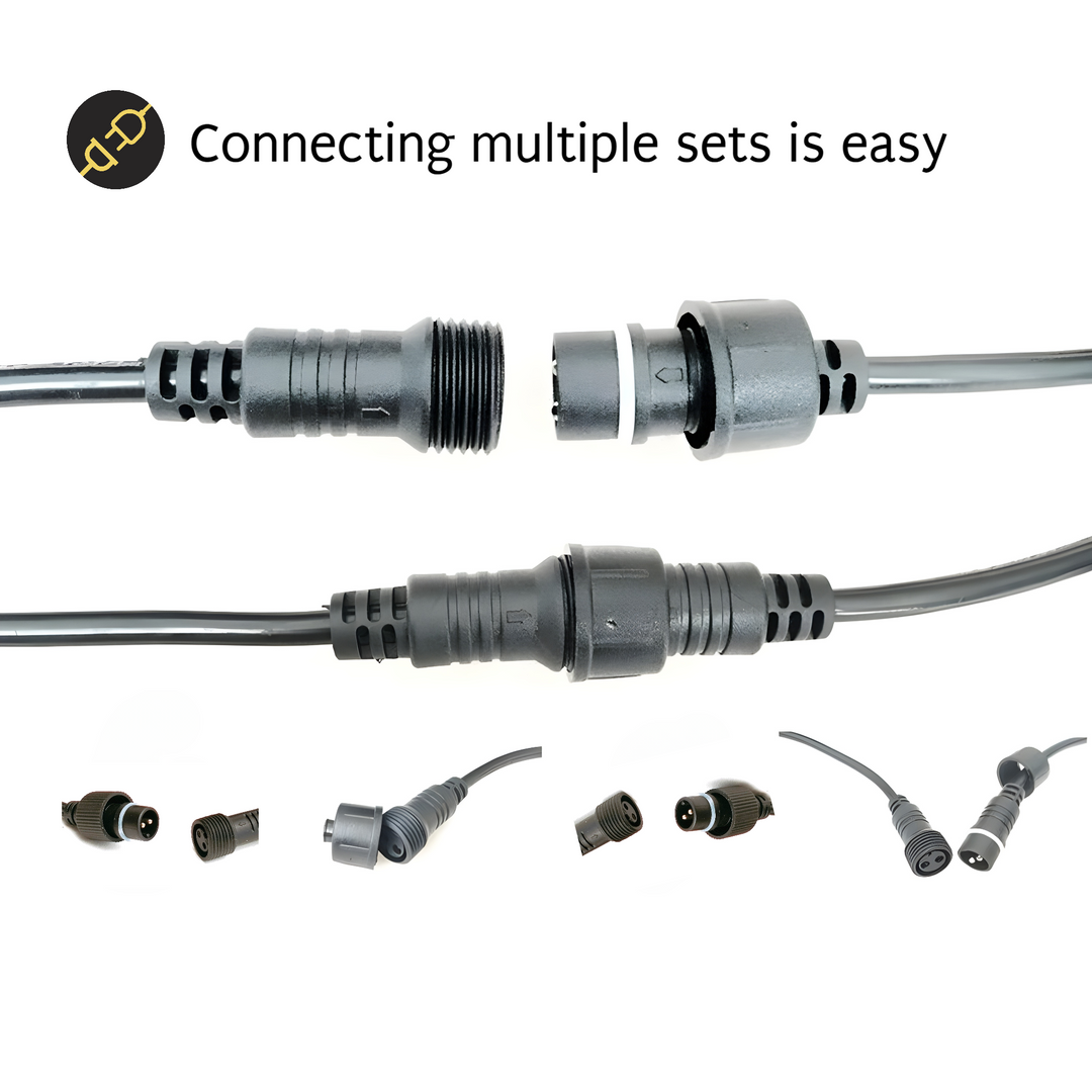 Outdoor Fairy Lights | 10m Black Rubber Cable Connectable | Pro Series