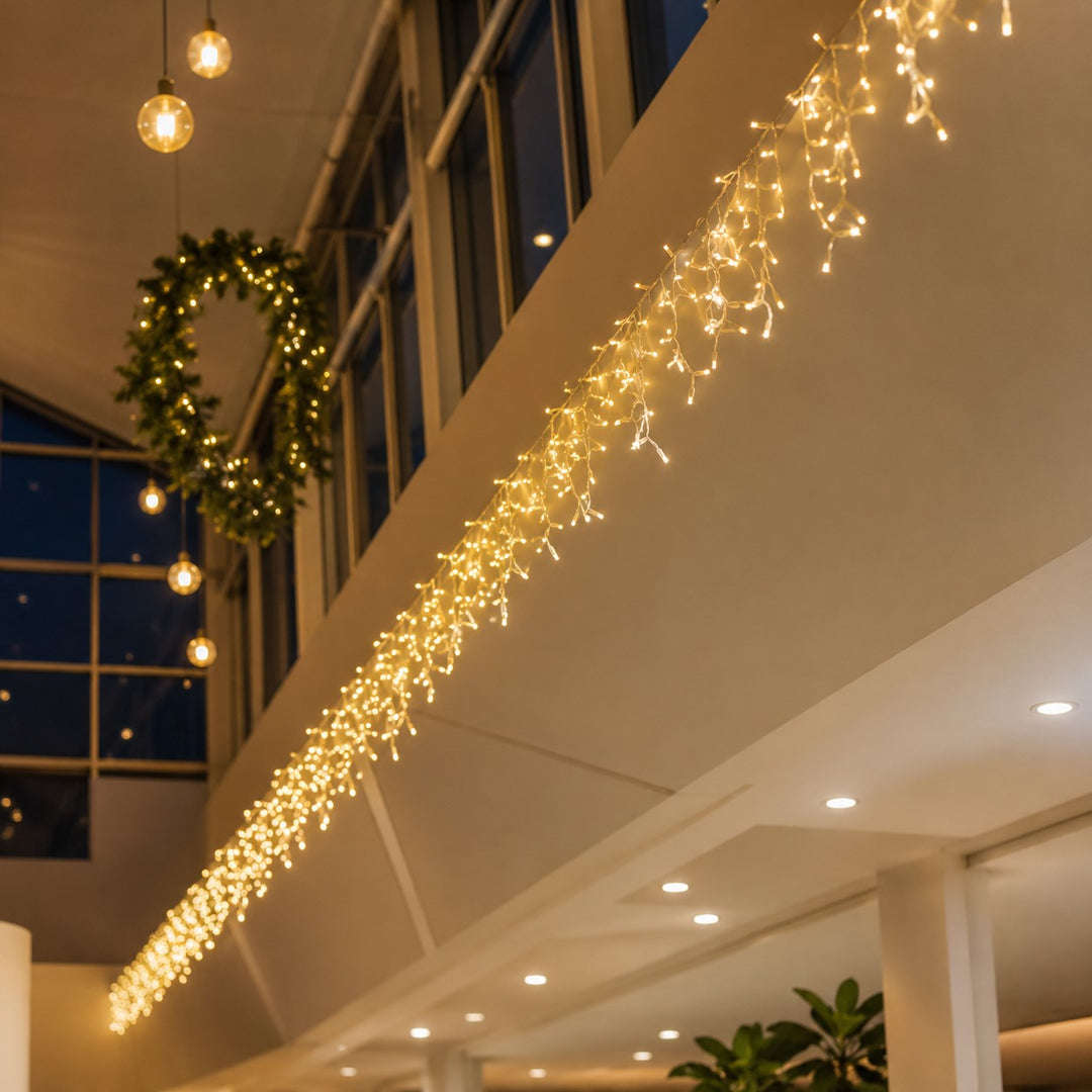 Outdoor Fringe Fairy Lights | 5m White Rubber Cable| Connectable | 30cm Drops | Pro Series