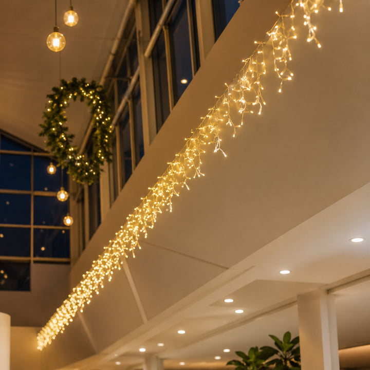 Outdoor Fringe Fairy Lights | 5m White Rubber Cable| Connectable | 30cm Drops | Pro Series