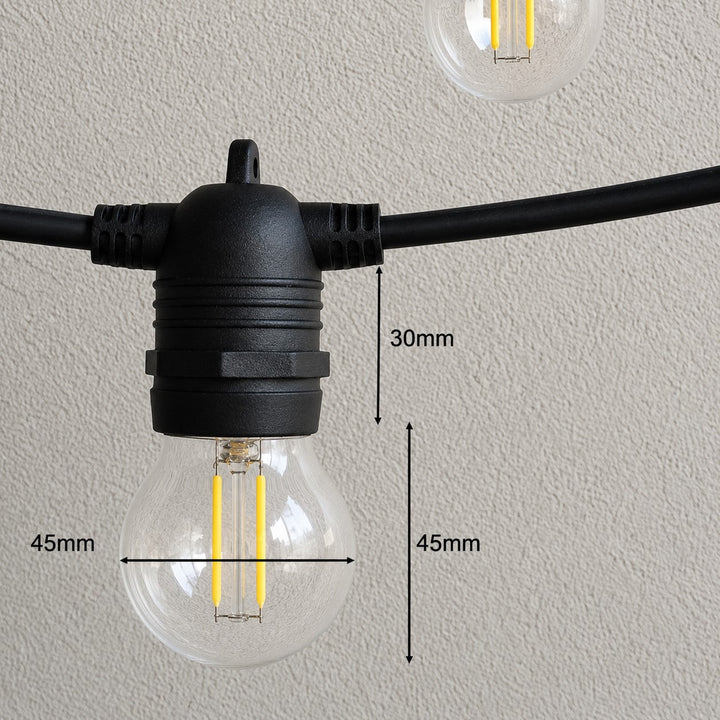 Festoon Lights | G45 Bulb | 10m 10 Bulbs | Flush Mount | Connectable