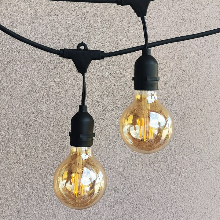 G80 Amber Bulb | 5m 10 Bulbs | Drop Hang Dimmable Festoon Lights