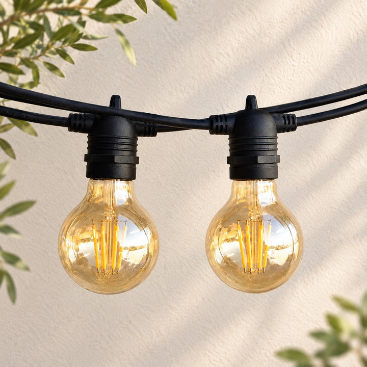 G80 Amber Bulb | 10m 10 Bulbs | Flush Mount Dimmable Festoon Lights