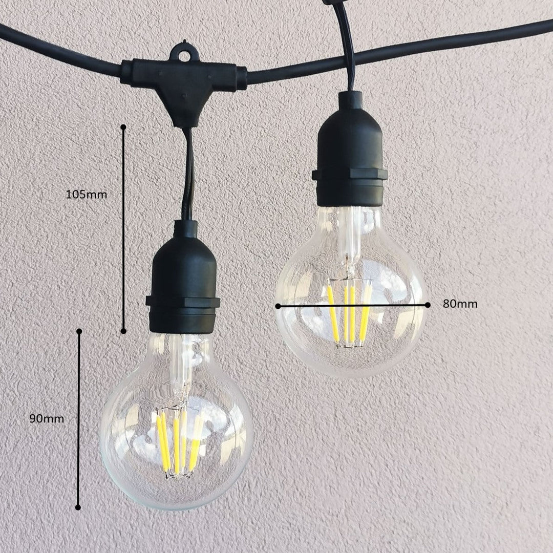 G80 Clear Bulb | 5m 10 Bulbs | Drop Hang Dimmable Festoon Lights