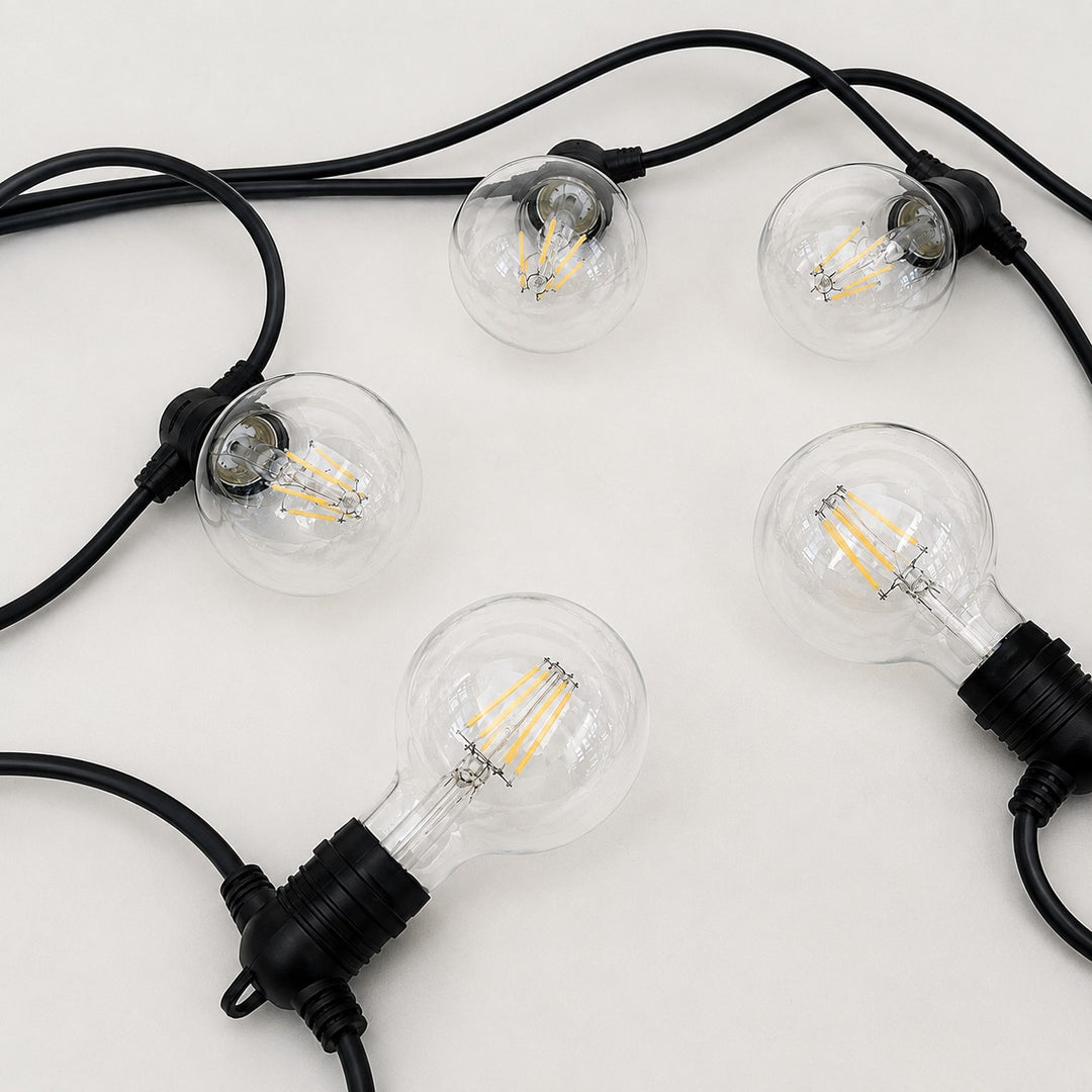 Festoon Lights | G80 Clear Bulb | 10m 10 Bulbs | Flush Mount | Connectable