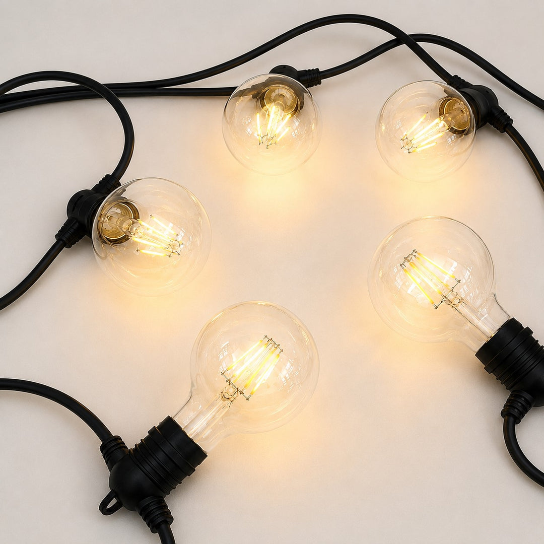 Festoon Lights | G80 Clear Bulb | 10m 10 Bulbs | Flush Mount | Connectable