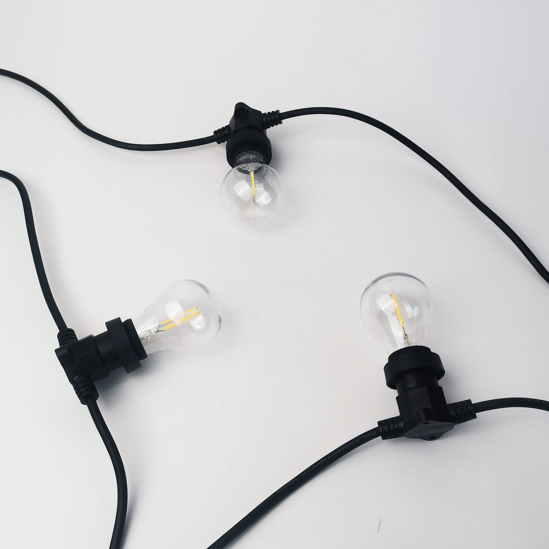 A60 Clear Bulb Festoon Lights | 10m 10 Bulbs | Flat Flush Mount