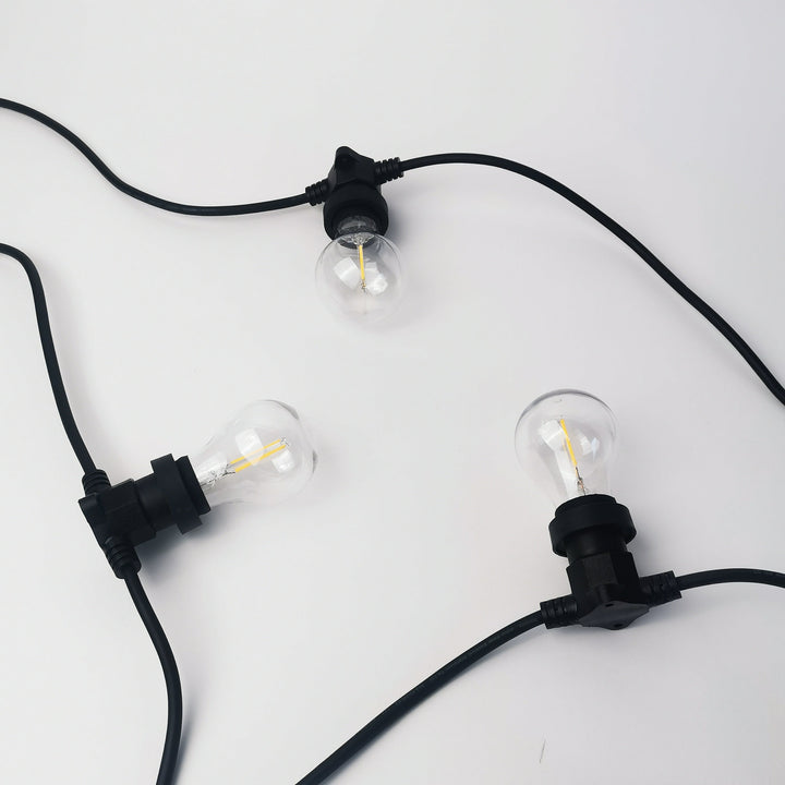 A60 Clear Bulb Festoon Lights | 10m 10 Bulbs | Flat Flush Mount