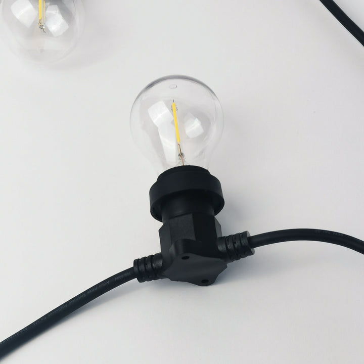 A60 Clear Bulb Festoon Lights | 10m 10 Bulbs | Flat Flush Mount