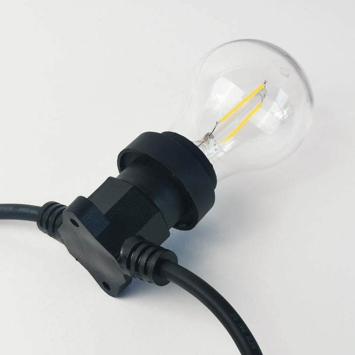 A60 Clear Bulb Festoon Lights | 10m 10 Bulbs | Flat Flush Mount