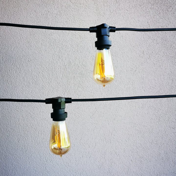 ST58 Amber Bulb | 10m 10 Bulbs | Flat Flush Mount Dimmable Festoon Lights