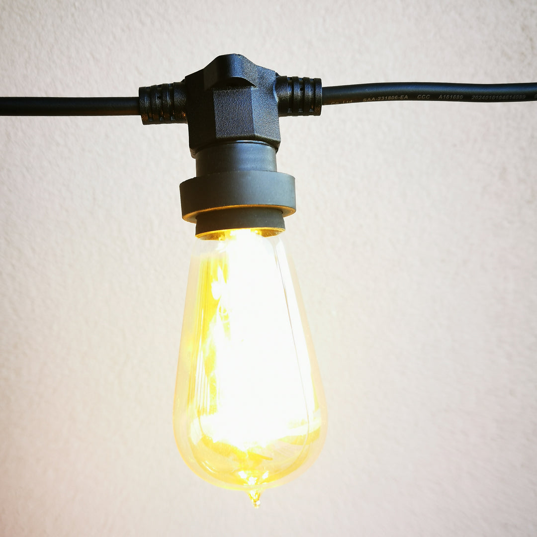 ST58 Amber Bulb | 10m 10 Bulbs | Flat Flush Mount Dimmable Festoon Lights
