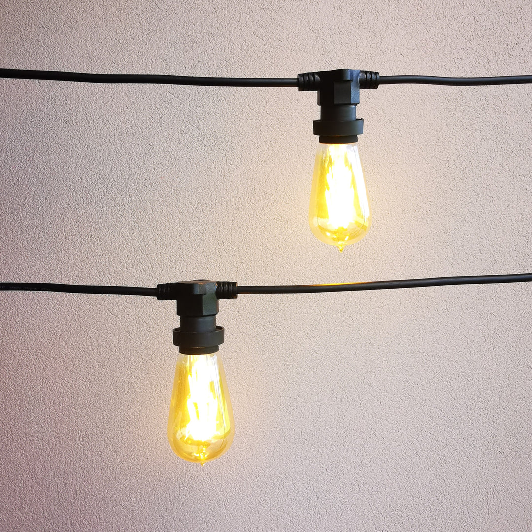 ST58 Amber Bulb | 10m 10 Bulbs | Flat Flush Mount Dimmable Festoon Lights