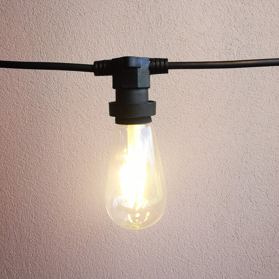 ST58 Clear Bulb | 10m 10 Bulbs | Flat Flush Mount Dimmable Festoon Lights
