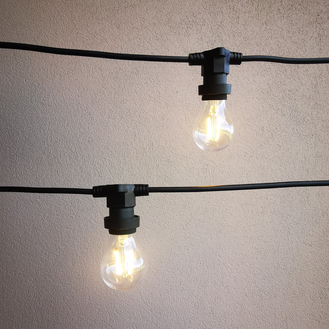 A60 Clear Bulb Festoon Lights | 10m 10 Bulbs | Flat Flush Mount