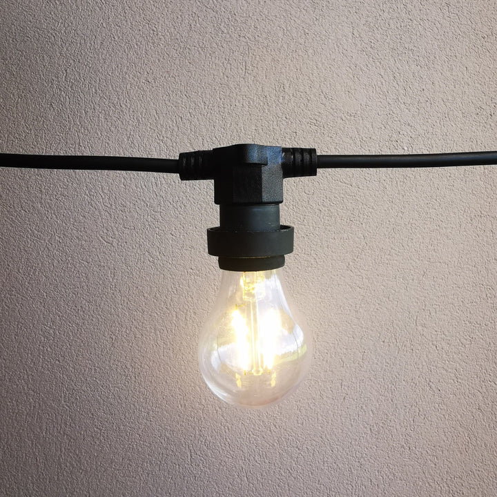 A60 Clear Bulb Festoon Lights | 10m 10 Bulbs | Flat Flush Mount