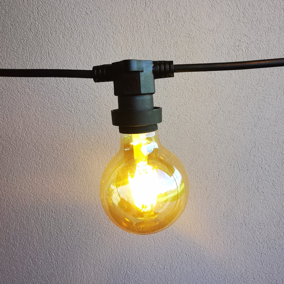 G80 Amber Bulb  | 10m 10 Bulbs | Flat Flush Mount Festoon Lights
