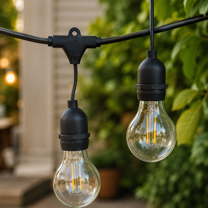 Festoon Lights | A60 Clear Bulb | 5m 10 Bulbs | Drop Hang | Connectable
