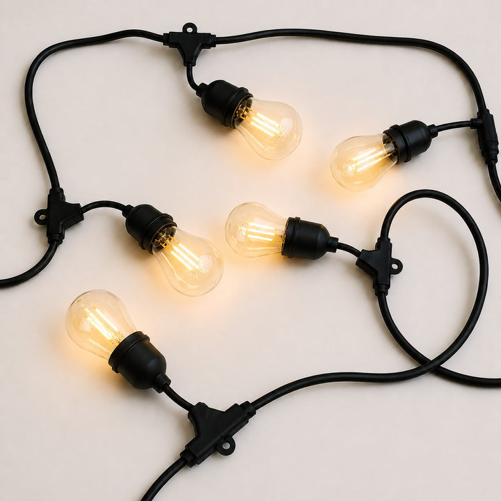Festoon Lights | A60 Clear Bulb | 5m 10 Bulbs | Drop Hang | Connectable