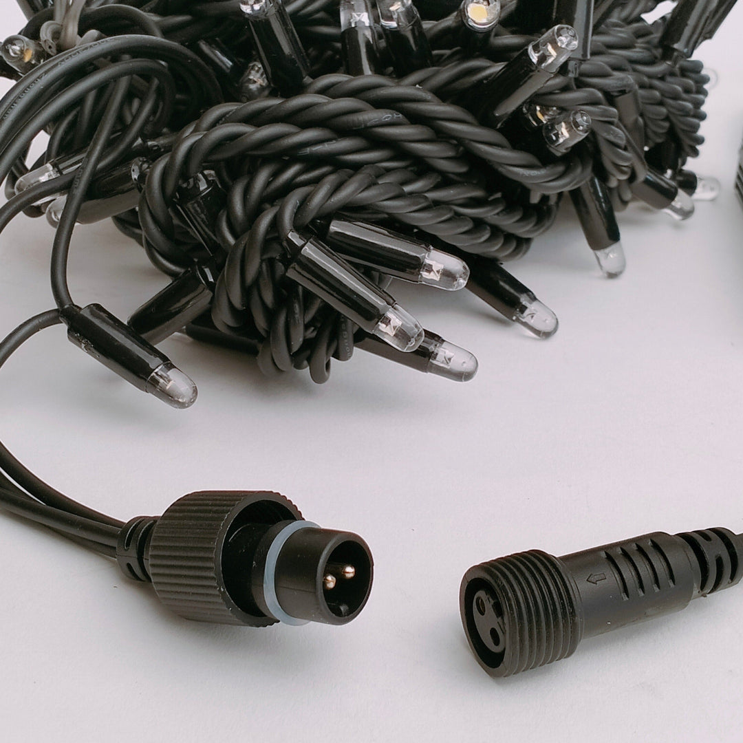 Outdoor Curtain Fairy Lights | 2m x 2m Black Rubber | Connectable | Pro Series