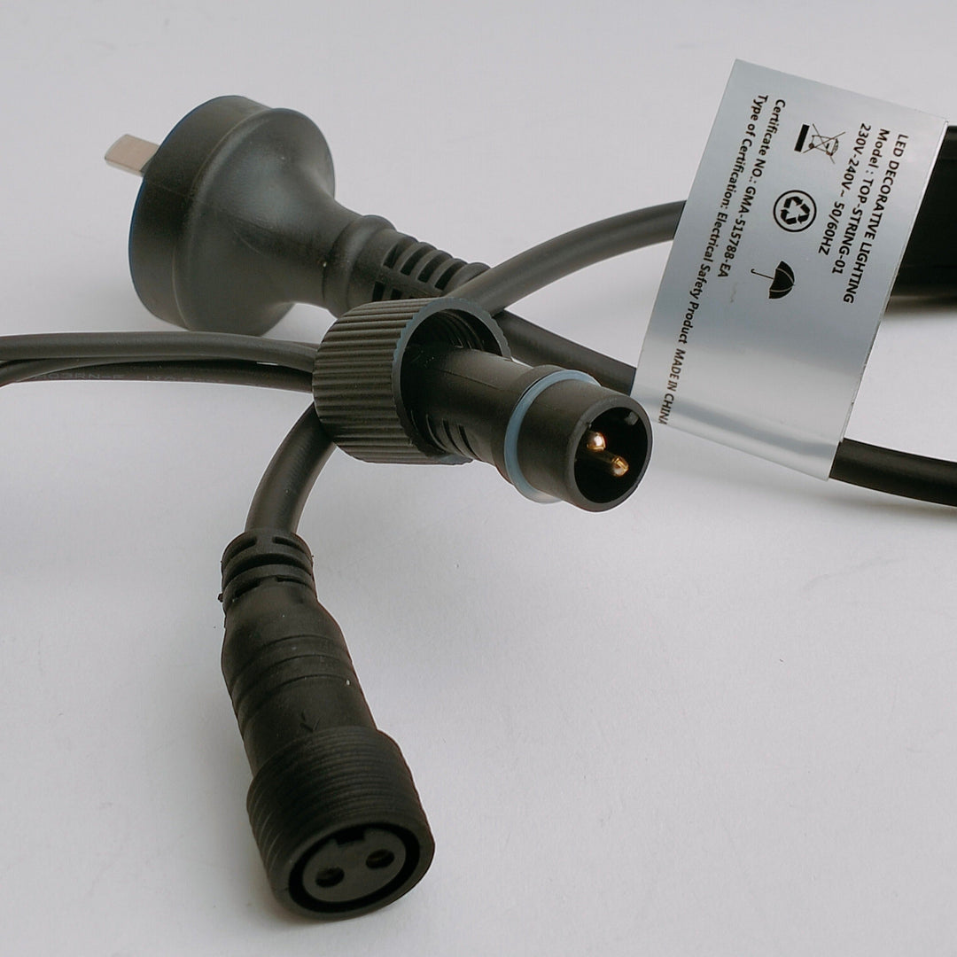 Outdoor Curtain Fairy Lights | 2m x 2m Black Rubber | Connectable | Pro Series