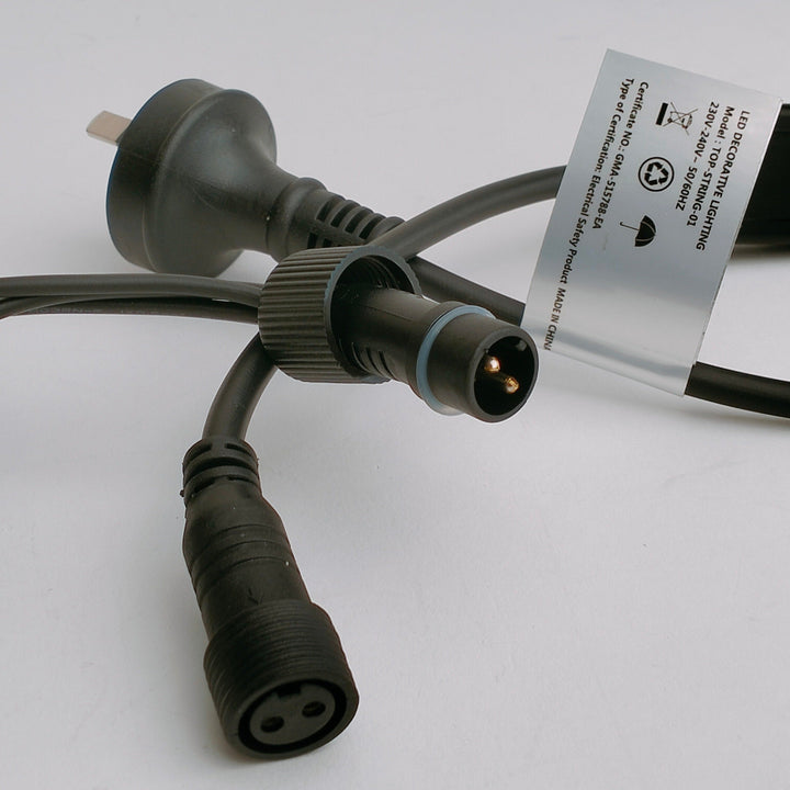 Outdoor Curtain Fairy Lights | 2m x 2m Black Rubber | Connectable | Pro Series