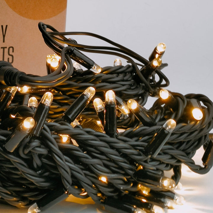 Outdoor Fringe Fairy Lights | 5m Black Rubber Cable Connectable | 30cm Drops | Pro Series