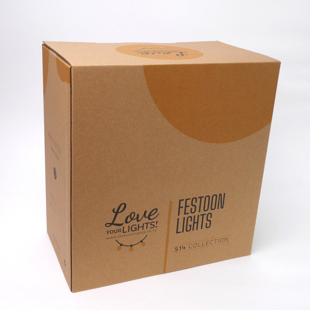 A19 Amber Bulb Flush Mount Festoon Lights from Love Your Lights