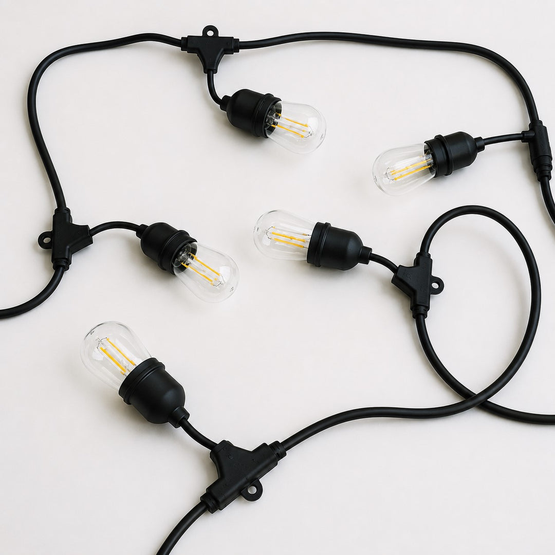 Festoon Lights | S14 Bulb | 10m 10 Bulbs | Flush Mount | Connectable