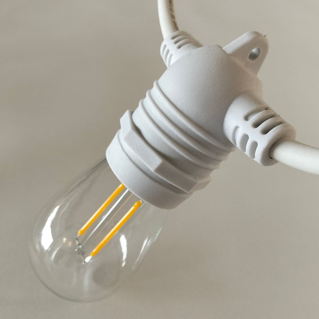 S14 Clear Bulb White Cable | 10m 10 Bulbs | Flush Mount Dimmable Festoon Lights