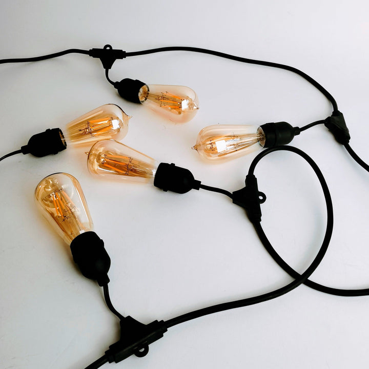 ST58 Amber Bulb | 5m 10 Bulbs | Drop Hang Dimmable Festoon Lights