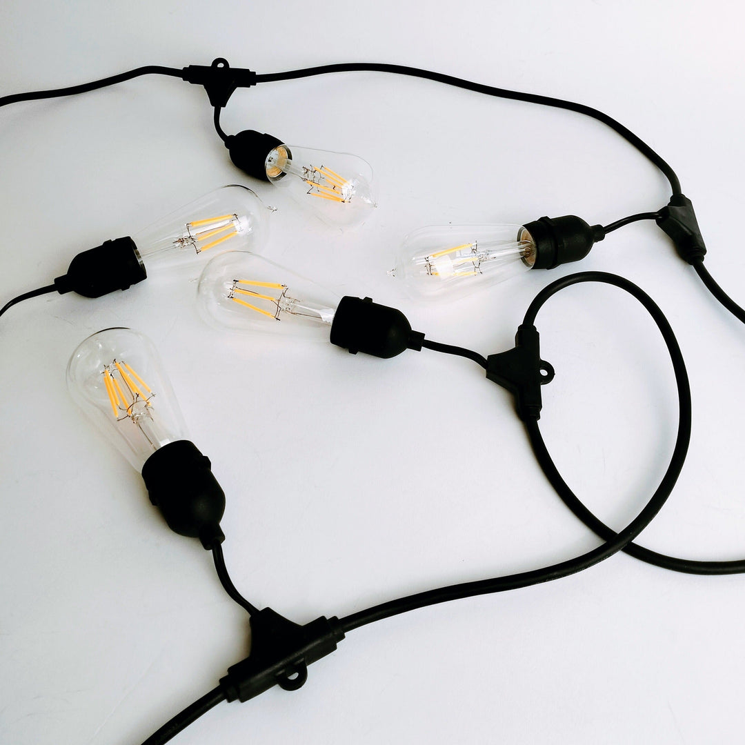 ST58 Clear Bulb | 15m 15 Bulbs | Drop Hang Dimmable Festoon Lights