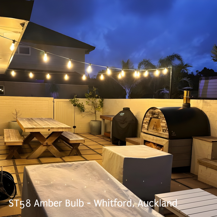 ST58 Amber Bulb | 5m 10 Bulbs | Flush Mount Dimmable Festoon Lights