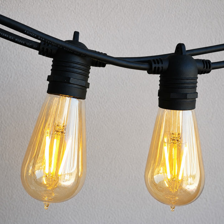 Festoon Lights | ST58 Amber Bulb | 5m 10 Bulbs | Flush Mount | Connectable