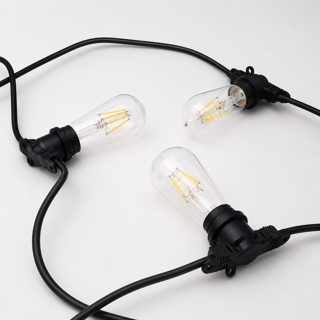 ST58 Clear Bulb | 10m 10 Bulbs | Flat Flush Mount Dimmable Festoon Lights