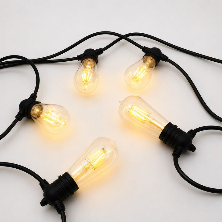 Festoon Lights | ST58 Clear Bulb | 5m 10 Bulbs | Flush Mount | Connectable