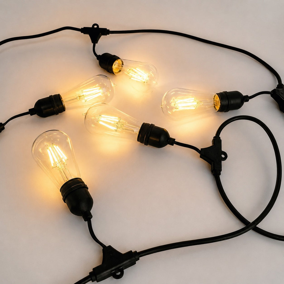 Festoon Lights | ST58 Clear Bulb | 5m 10 Bulbs | Drop Hang | Connectable