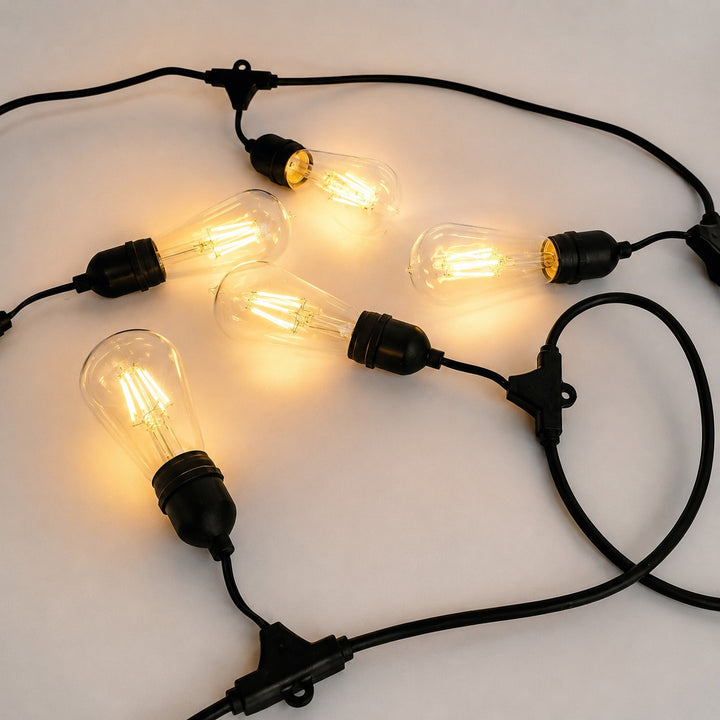 Festoon Lights | ST58 Clear Bulb | 5m 10 Bulbs | Drop Hang | Connectable