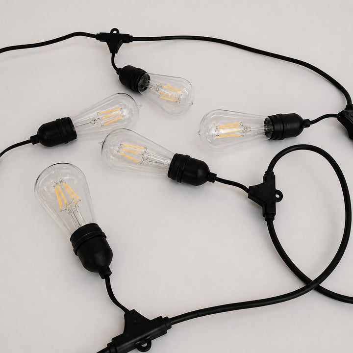 Festoon Lights | ST58 Clear Bulb | 10m 10 Bulbs | Drop Hang | Connectable