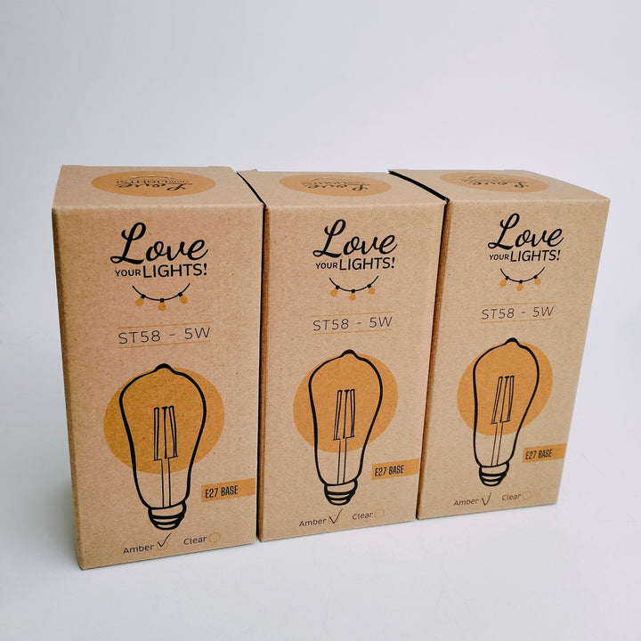 ST58 Amber Bulb | 15m 15 Bulbs | Drop Hang Dimmable Festoon Lights