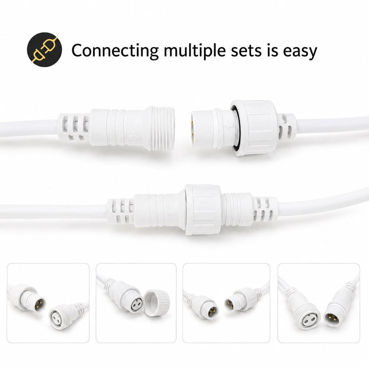Pro Series | Outdoor Fairy Lights | White Rubber Cable | Connectable