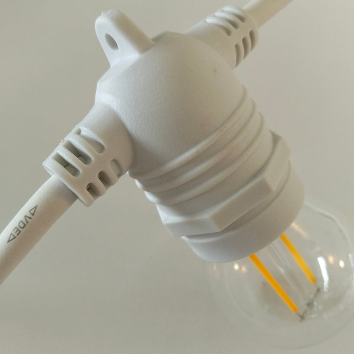 G45 Clear Bulb White Cable | 10m 10 Bulbs | Flush Mount Festoon Lights